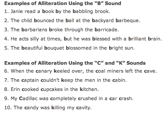 Examples Of Alliteration In Poetry Ks2